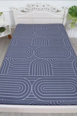 Простыня на резинке перкаль Пятый элемент серый